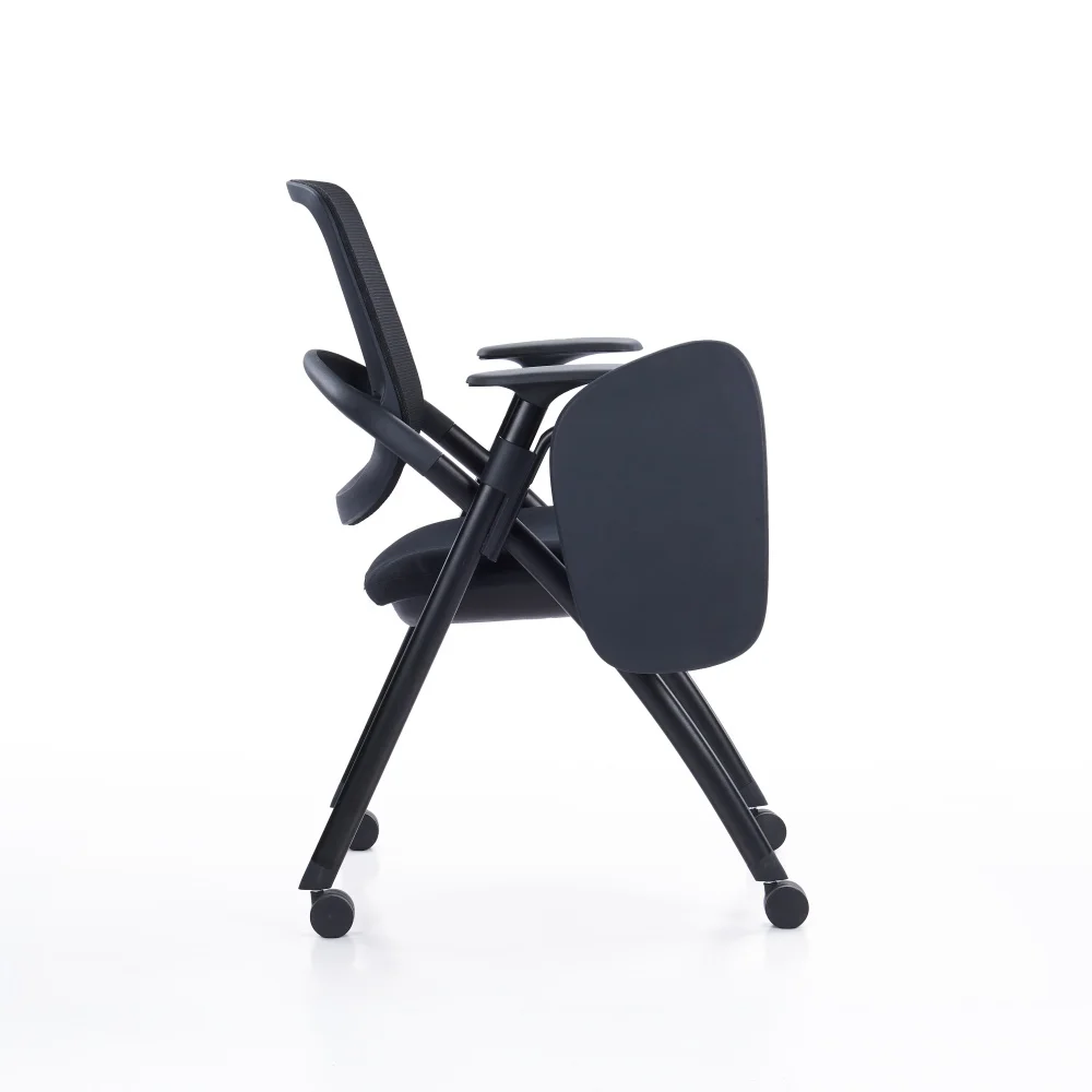 Office Staff Comfortable Breathable Backrest With Clipboard Tablet Writing Pad Mesh Training Chair With Casters