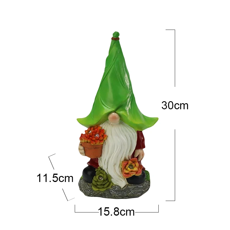 wholesale dwarf statue with solar energy garden gnome with light Garden Little Elf solar function garden decoration