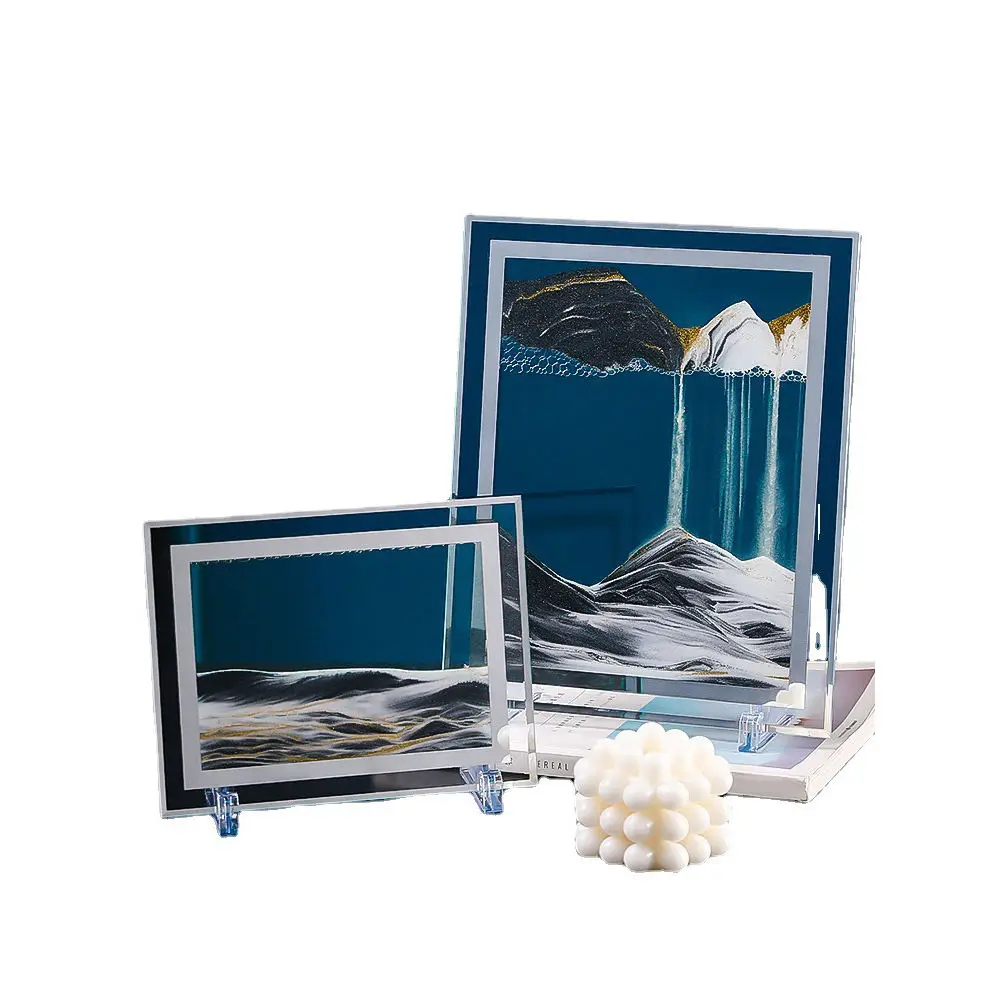 Decor Accessories Homes 3D glass sandscape in moving sand art picture in motion display flowing moving sand art painting