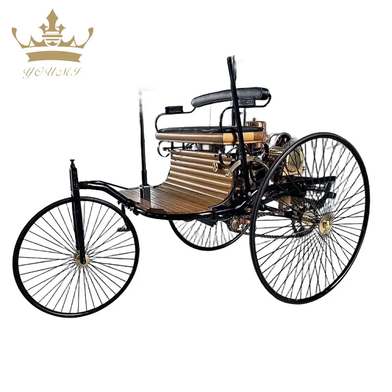 Historical car reproduction Benz Patent-Motorwagen the world first automobile vintage tricycle