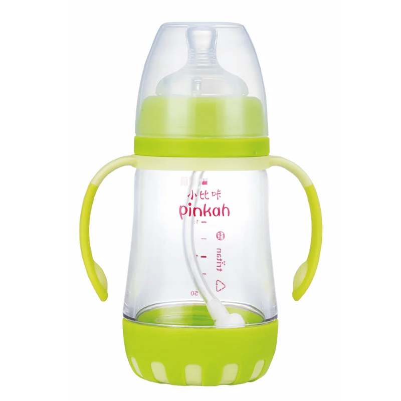 PINKAH BPA free plastic tritan baby milk feeding bottle with handle