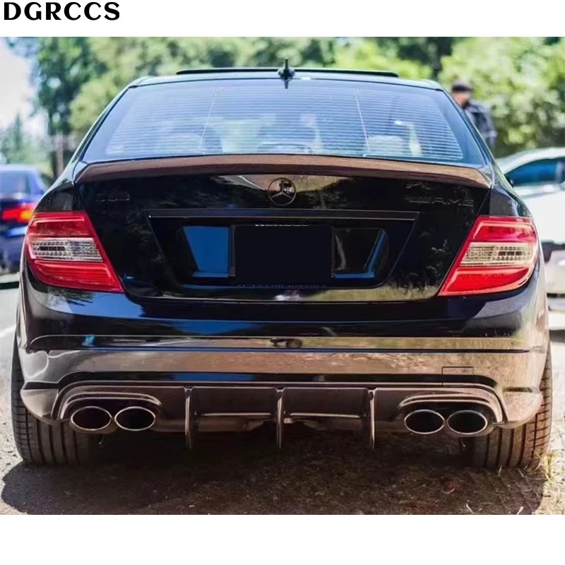 For Mercedes-Benz W204 C180 C260 C63 2007-2014 Blade edge style carbon fiber Rear lip rear diffuser bumper lip