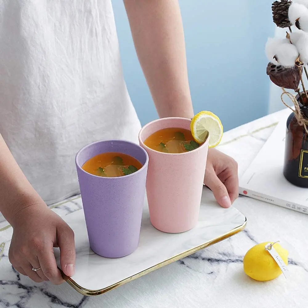 Eco Friendly Custom Unbreakable Reusable Wheat Straw Stackable Drinking Cup 500ml/600ml Cup