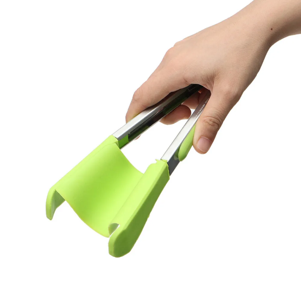 New 2 in 1 Smart Kitchen Spatula and Tongs Non-Stick Heat Resistant Stainless Steel Frame Silicone Tongs Kitchen Gadget