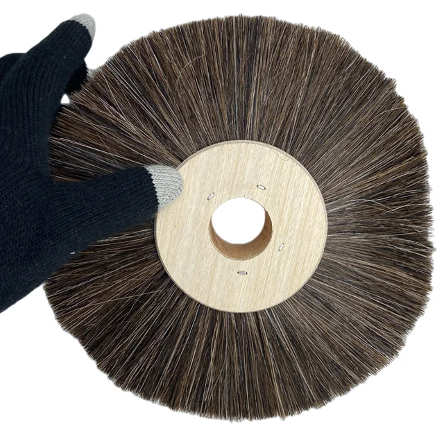 horse hair roller circle Brush Wood Mops and Round Brushes Rotary  for polishing and shining  as Mops and   Brushes Rotary