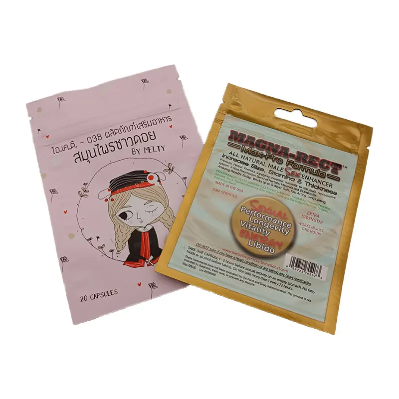 High quality smell proof pouch capsule herbal medicine packaging bag