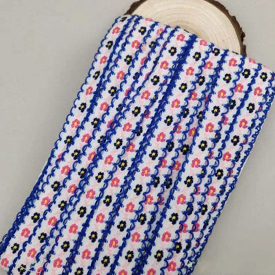 COOMAMUU 22yards/lot Embroidery Ethnic Lace Trim Fashion Flower Webbing for Handcraft 1.2cm Ribbon Lace