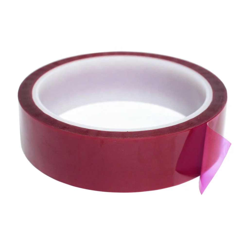 3- Red Color Kaptons PET Polyester Film with Silicone Glue Self Adhesive Epoxy Resin Powder Coating Anodizing Masking Tape