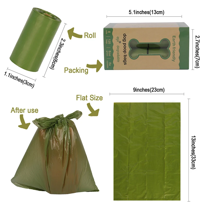 Manufacturer Disposable Eco Friendly Portable Biodegradable Degradable Pet Doggie Doggy Dog Shit Waste Poo Poop Baggies Bags