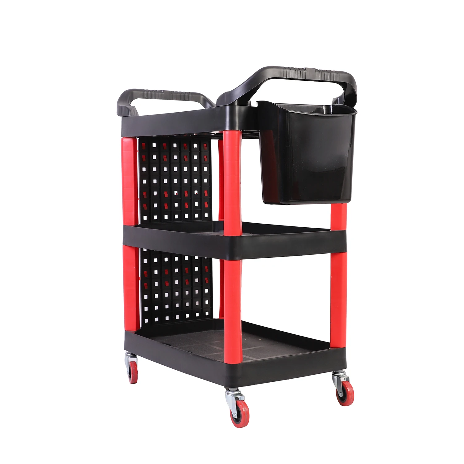 Manufacturer Sale Car Wash Detailing Trolley Three layer Auto Beauty Tool Trolley With Pegboard And Hanging Buckets