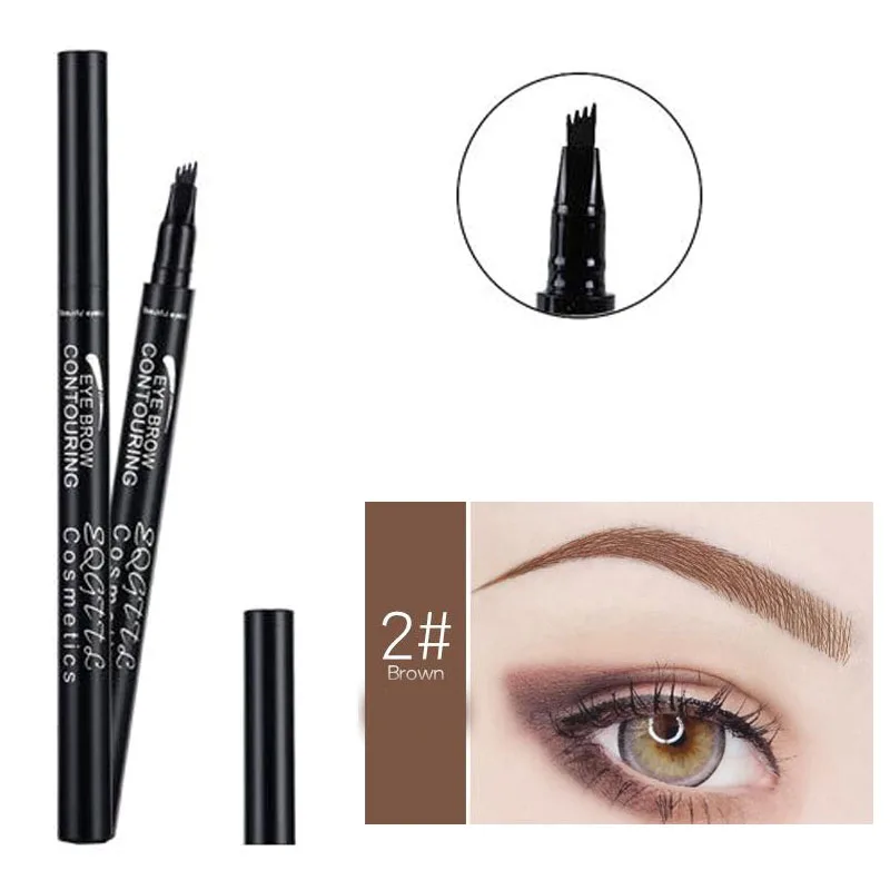 Waterproof Natural Sketch Liquid Eyebrow Pencil Professional Fine Sketch Fork Tip Eyebrow Tattoo Pencil Eye Brow Tint TSLM2