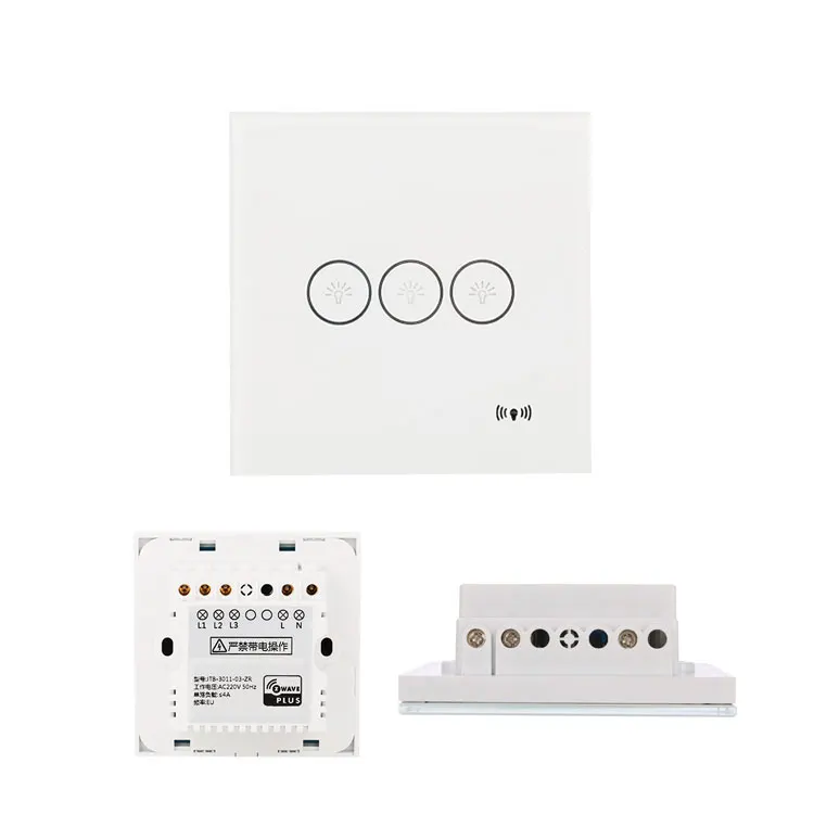 
Three Buttons Z-wave Touch Switch for Z-wave Smart Home Smart Hotel Home Security Home Automation Compatible with Fibaro 