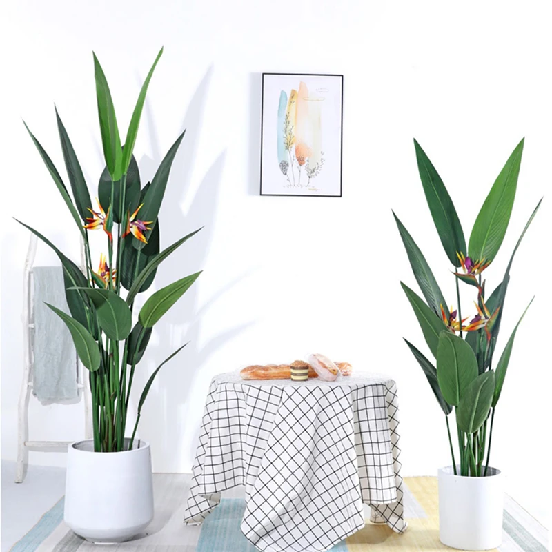 Plastic Artificial Birds Paradise Silk Bird Of Paradise Plant For Outdoor Indoor Decoration