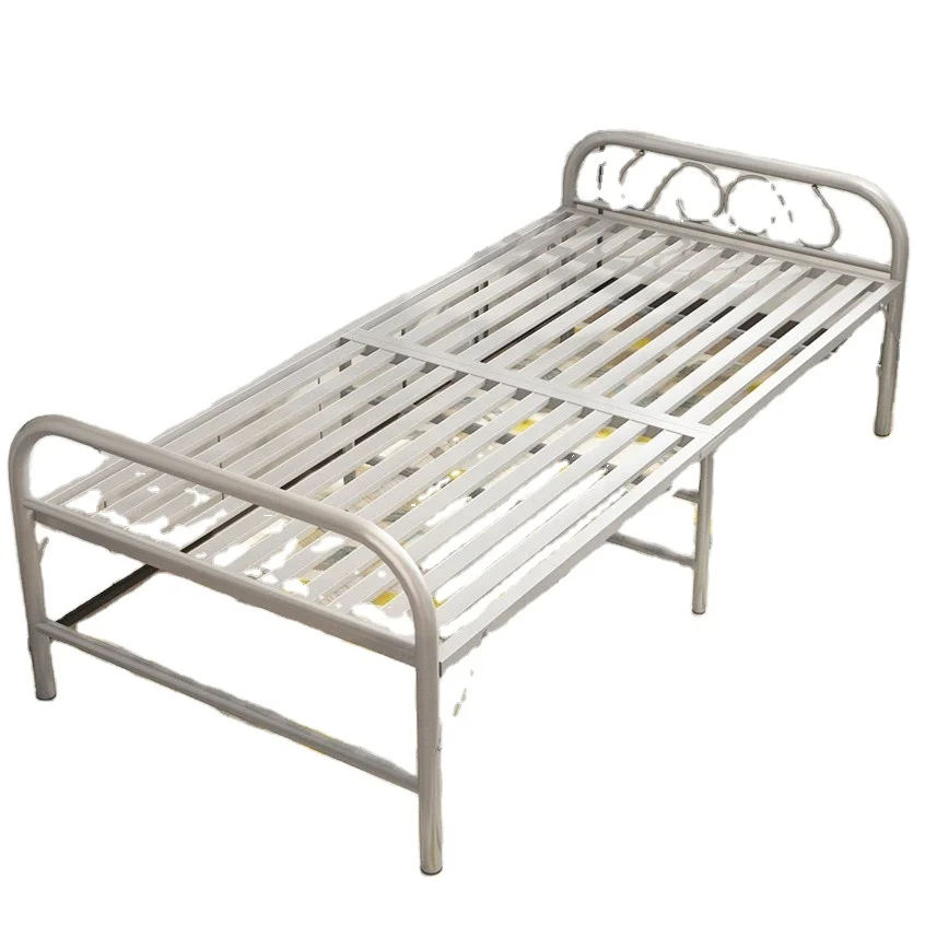 Direct from Manufacturer Unique Design Single Folding Steel Bed Perfect Space-Saving with Portable Features for Bedroom Use