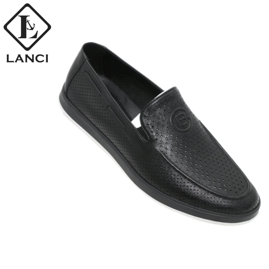 LANCI shoe store wholesale men highly quality summer shoes genuine leather soft and comfortable men loafers