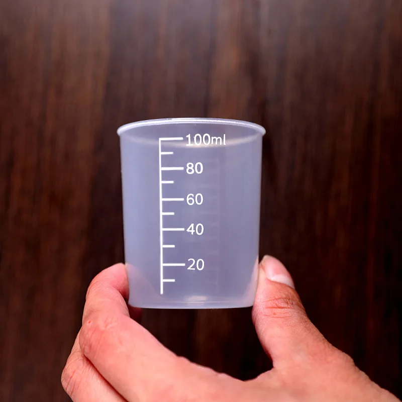 Plastic PP 100ml measuring cup, measure jar container for cooking, cosmetic dispensing, lab use