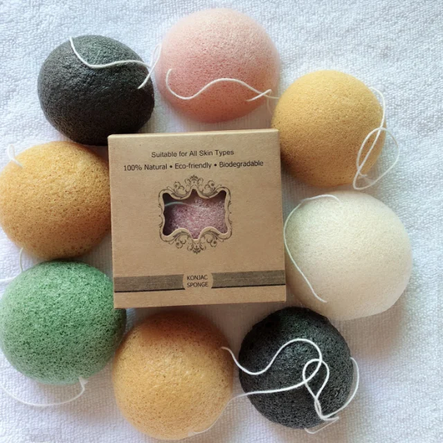 100% natural vegetable fiber Material and custom Color Konjac sponge