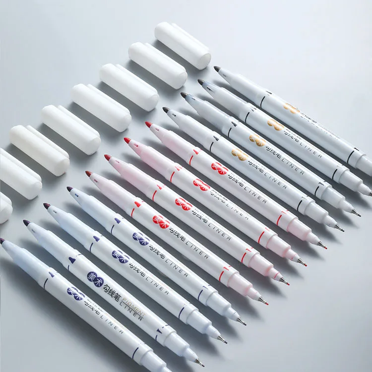 wholesale fine marking pen double head permanent marker paint line pens for drawing