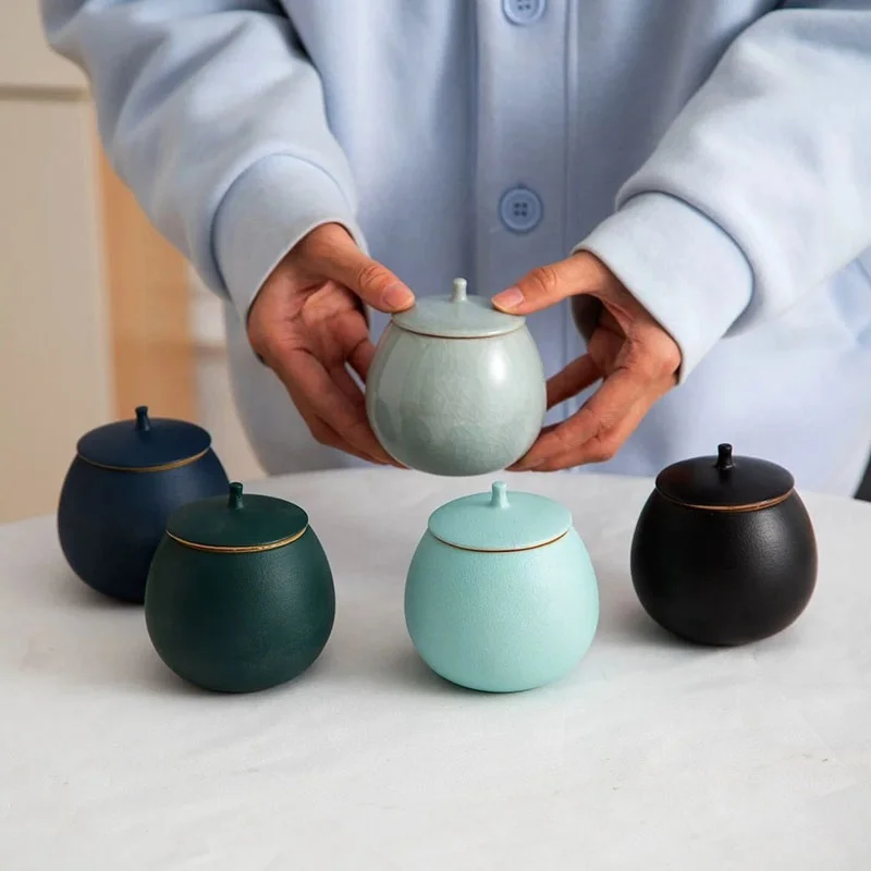 Nordic luxury custom food storage jars airtight kitchen small matte ceramic tea coffee sugar canisters