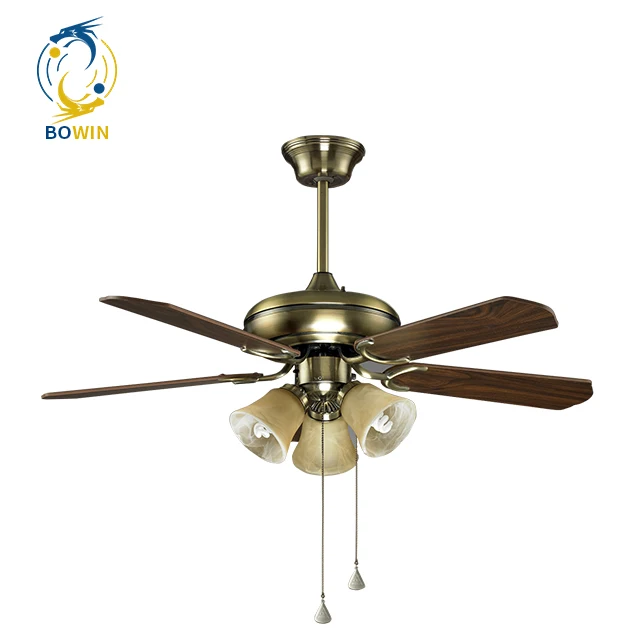 110v-220v переменного тока 50-60 Гц медный мотор 52 дюймов Электрический крыши декоративный потолочный вентилятор 5 лезвий и 3 держатель лампы