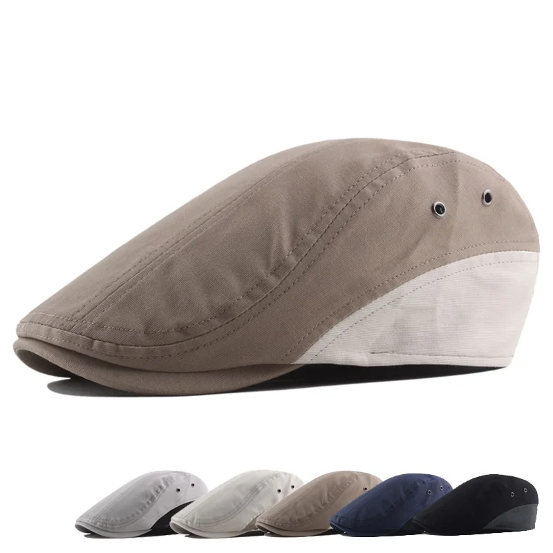 Landfond 2024 Spring and Autumn stitching color Ivy Hat Flat Beret caps