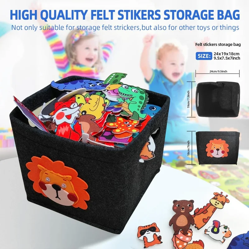 204 Pcs Animals Felt Busy Board Story Set with Storage Bag Preschool Large Wall Storyboard Forest Wall Hanging Learning Toys