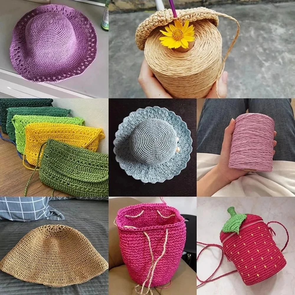 280-300m/Roll Natural Raffia Straw Yarn For Knitting Crocheting Paper Threads DIY Handmade Summer Sunhat Beach Bag Material