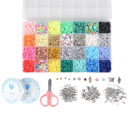 Amazon 28 Slots Flat Round DIY Polymer Clay Beads Kits For Jewelry Making Accessories
