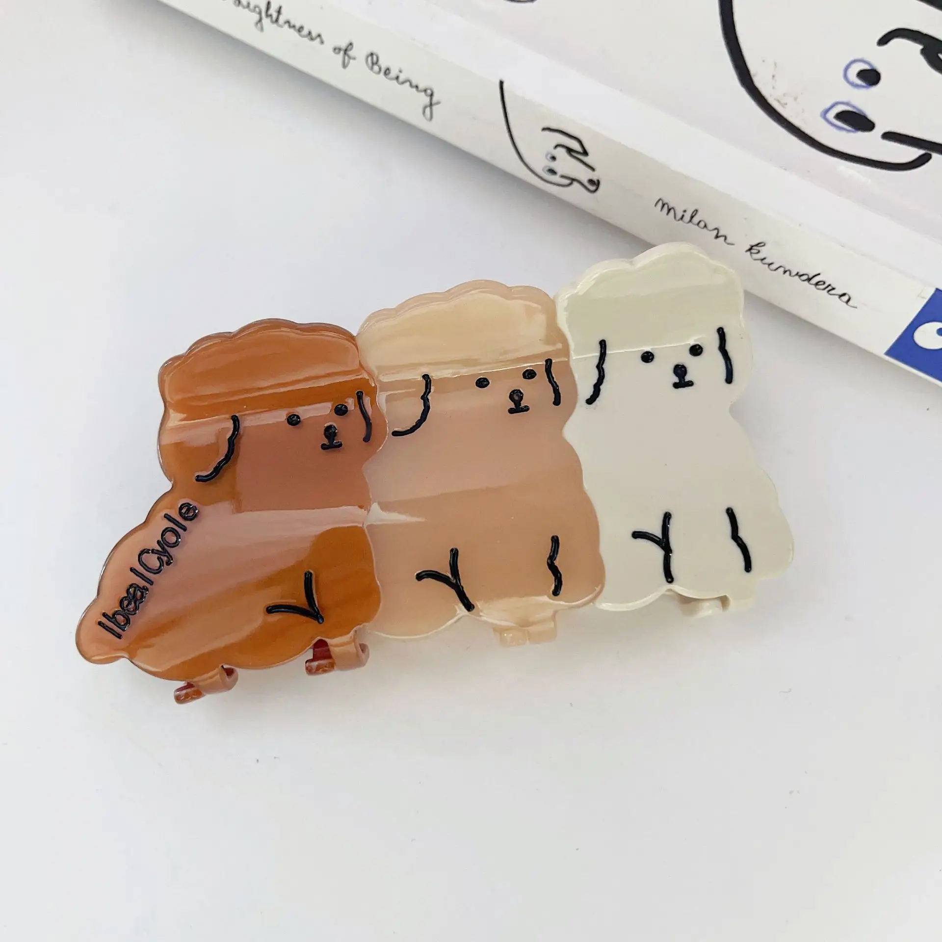 Wholesale Cute Teddy Dog Shape Hair Claw Clips Italy Cellulose Acetate Hair Claw Accessories Clip For Women Thick Hair pins