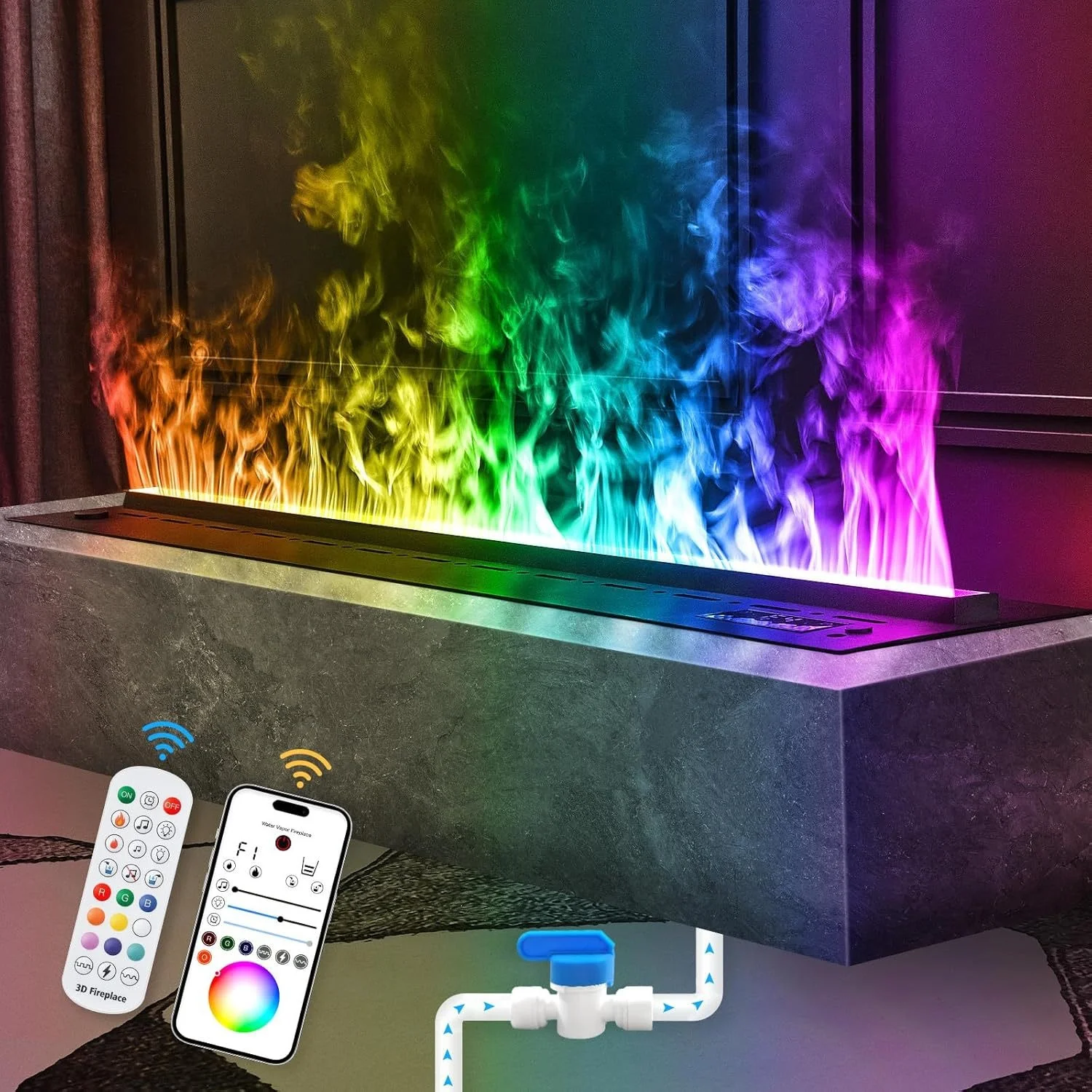 Manufacturer Supply Custom Size 3d Atomization Electric Water vapor Fire Steam Fireplace Smart Fireplace