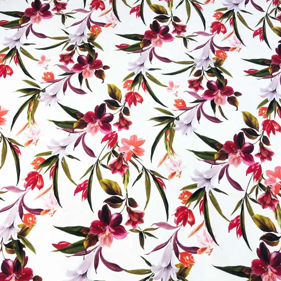 floral printing high elastic naked feeling dry fit warp knit digital printed fabric for swimsuit