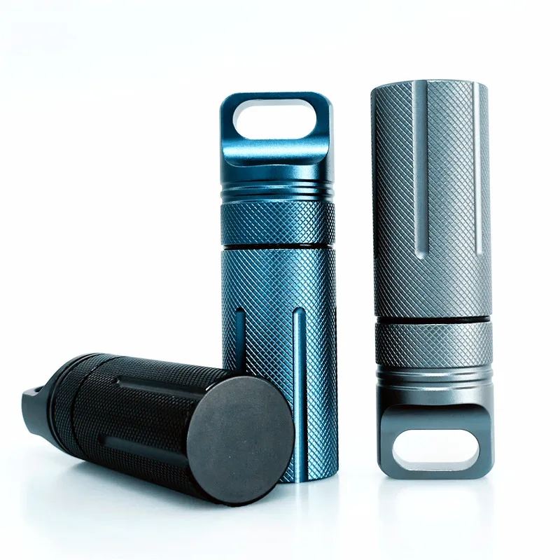 Маленький водонепроницаемый алюминиевый футляр для таблеток портативный Повседневный Металлический с брелоком кемпинга путешествий