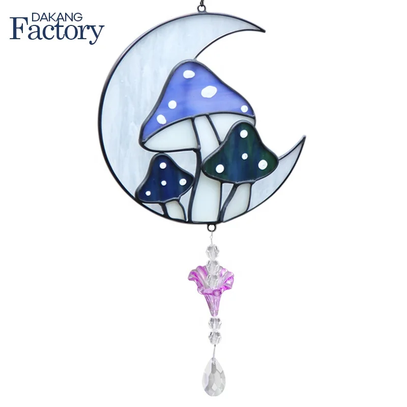gift idea wind chimes outdoor handicraft products mushroom stained glass suncatcher ornament other home decor