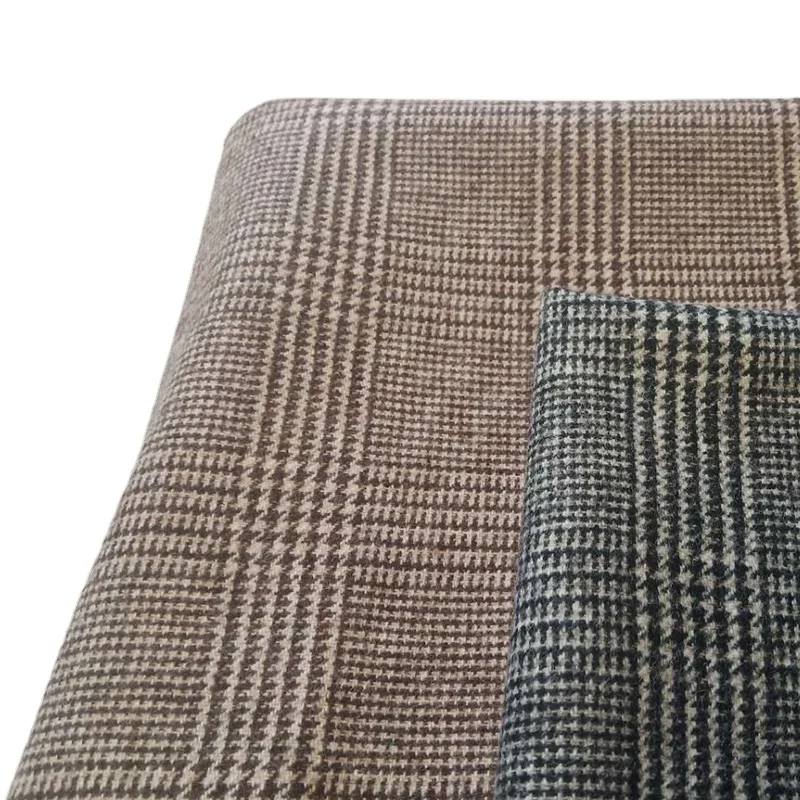 
420 gsm 50% wool Single Sided Plaid Fabric 1.4cm white stripe In stock 420g/m 