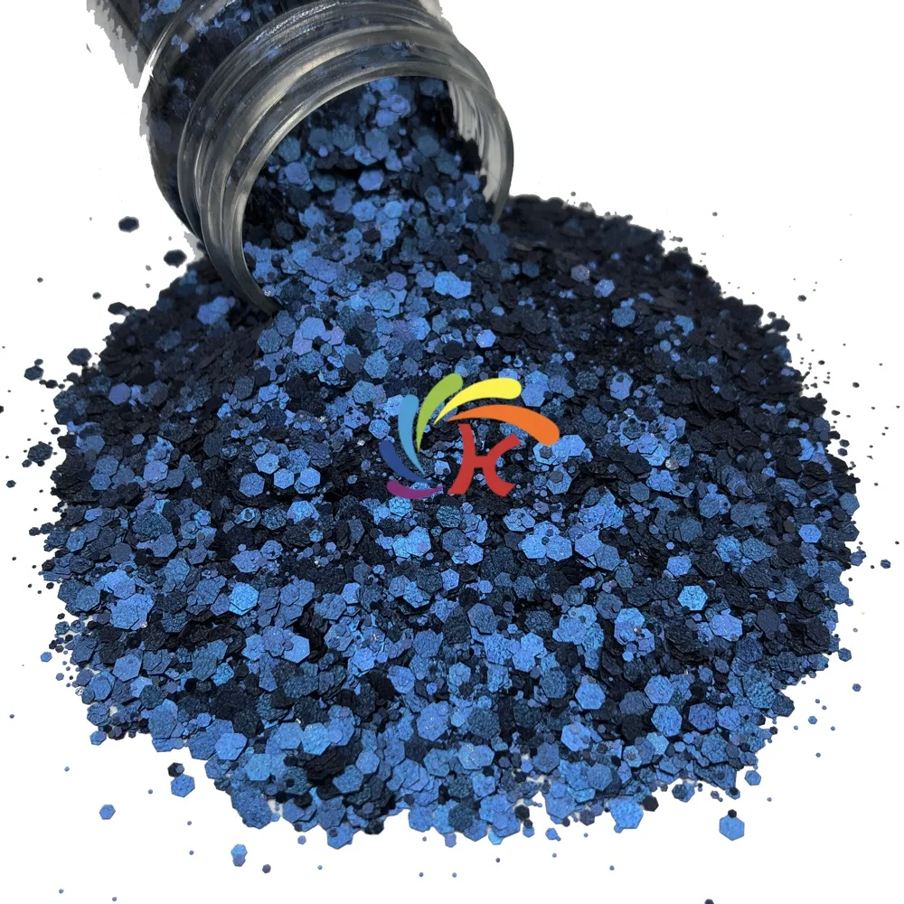 blue wholesale glitter polyester chunky mix glitters bulk for resin arts and crafts