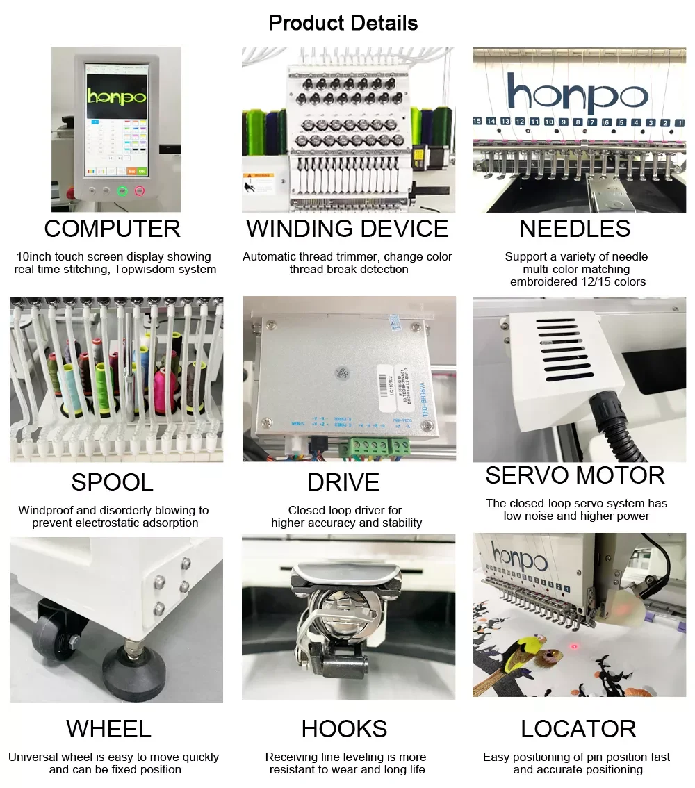 High-speed computer single-head embroidery machine with simple operation and low noise