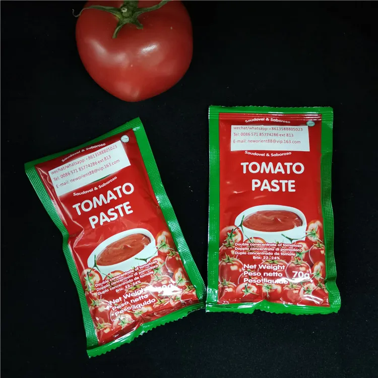 Delicious Good Quality Tomato Paste 50g 70g Sachet Double Concentration 28-30% Brix Tomato Paste For African Muslim Cook