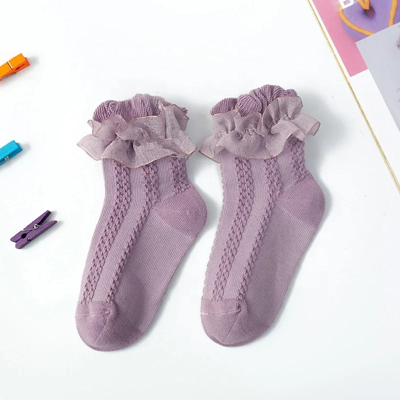  New spring and autumn girls lace net Breathable Solid Color Sweet Kids Socks Baby organic cotton child