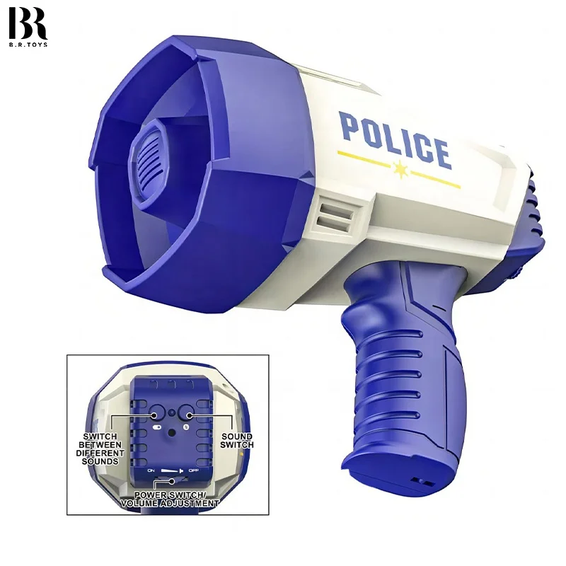 Новое поступление интересный мегафон с 3 различными типами звуков сирены регулируемым звуком пластиковая игрушка для детей