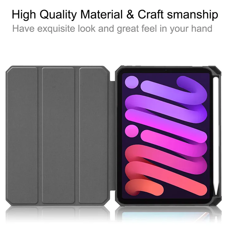 New Mini 6 Generation Tablet Case with Pen slot TPU Leather 8.3 Inch Cover Protective Shell Case for iPad Mini 6 2021