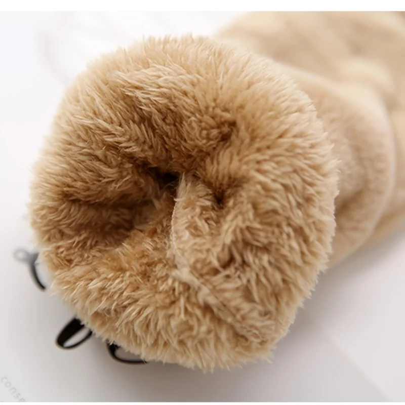 Women Cute Plush Thicken Mittens Warm Soft Plush Gloves Lovely Half Finger Fingerless Gloves