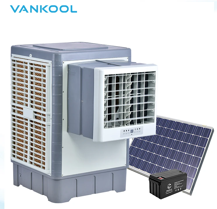 Solar window air coolers evaporative cooling system DC AC solar room coolers misting fan with solar panel