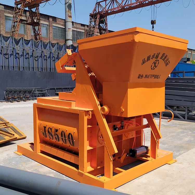 Twin shafts Froced cement mixer concrete with belt transmission concrete mixer with cement hopper
