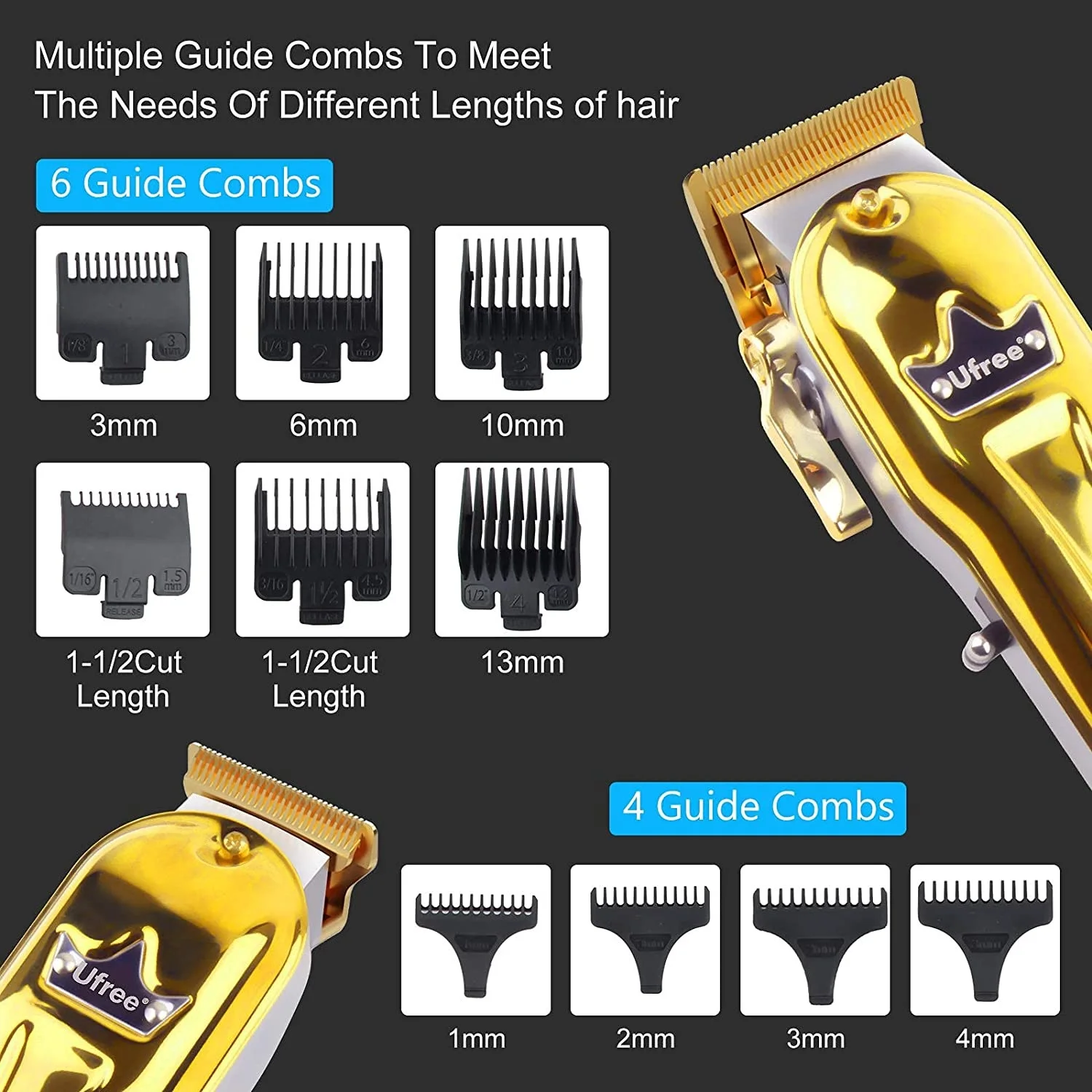 Ufree Barber Professional T-Blade Hair Cutting Beard Trimmer Cordless Hair Clippers Men