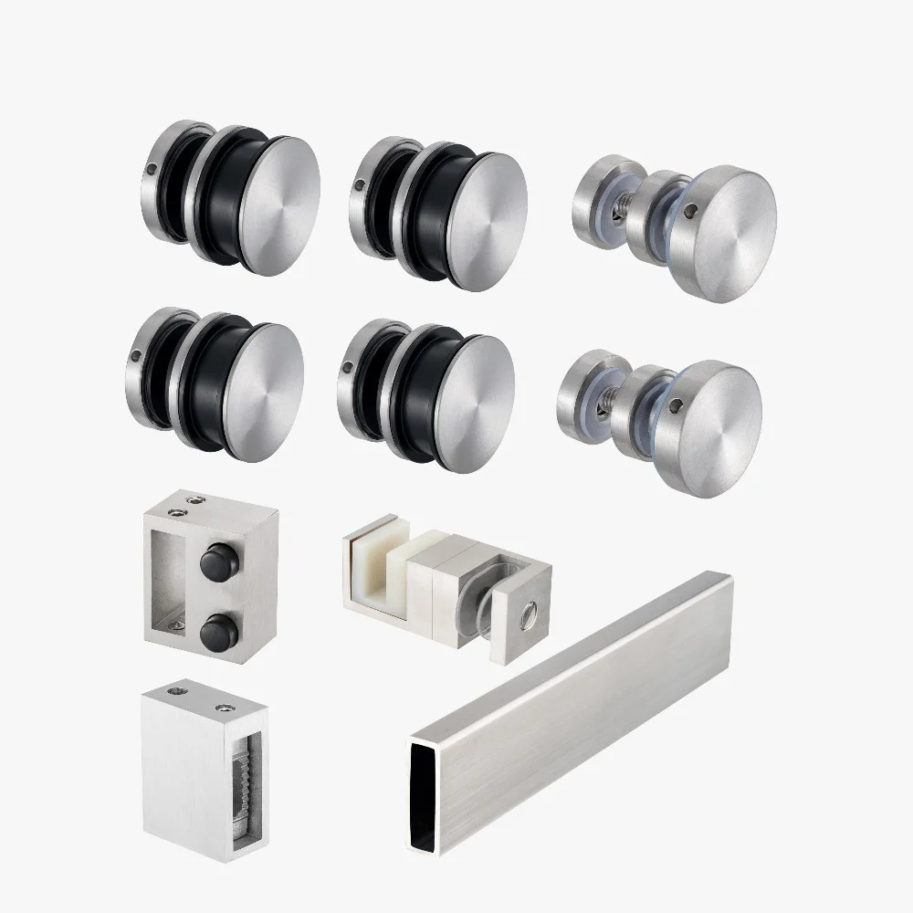 Shower Hardware Mute Frameless Shower Door slide rail Wheel Set Stainless Steel 304 Sliding Glass Door System Kit