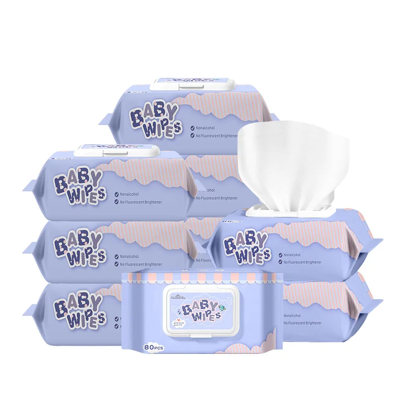 Wholesale 80pcs Soft Care Organic Sensitive Moisturizing Water Wet Wipes Baby Wipes For Babies