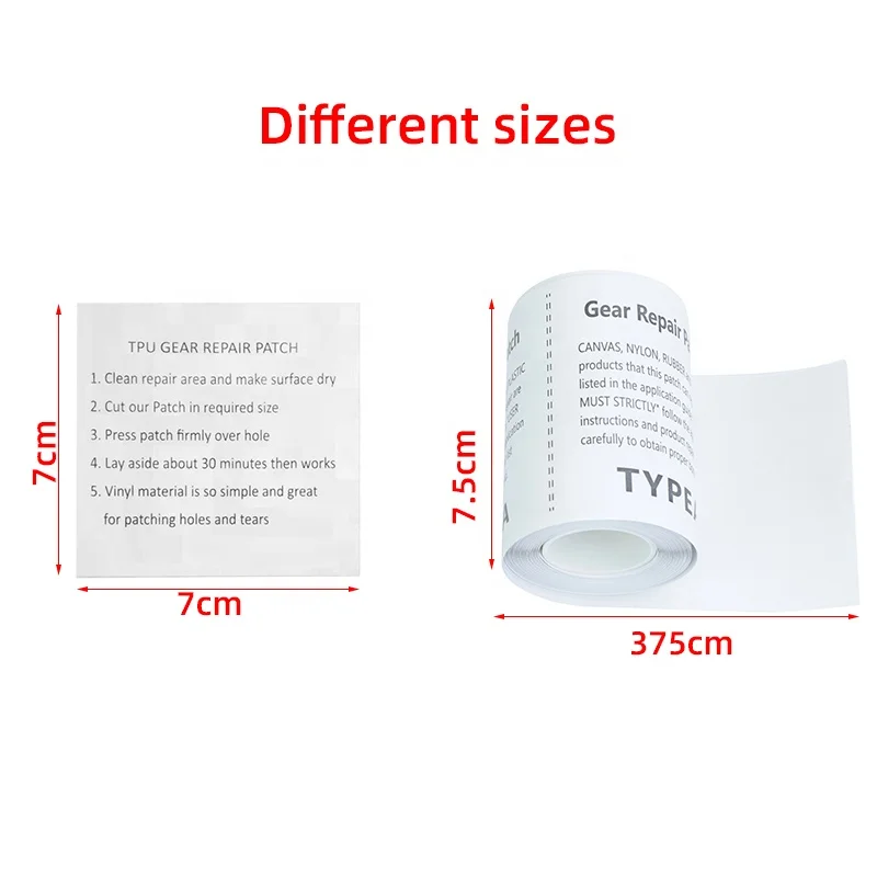 Self Adhesive Tpu Patch Leather Repair Waterproof Repair Tape TPU Plastic Patches For Camping Tent, Leather, Inflatable Products