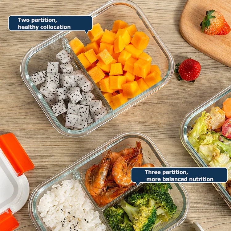 Hot Sales Microwave Oven Safe Airtight Glass Food Container Leakproof Bento Lunch Box