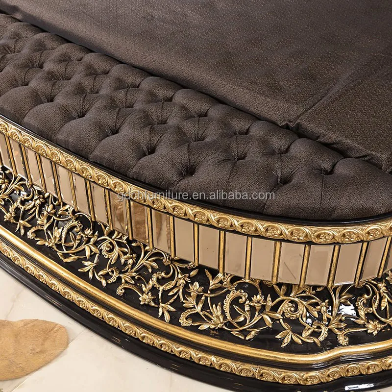 Европейская Золотая мебель из массива дерева ручная резьба кровать большого размера Классическая Роскошная французская кровать большого размера