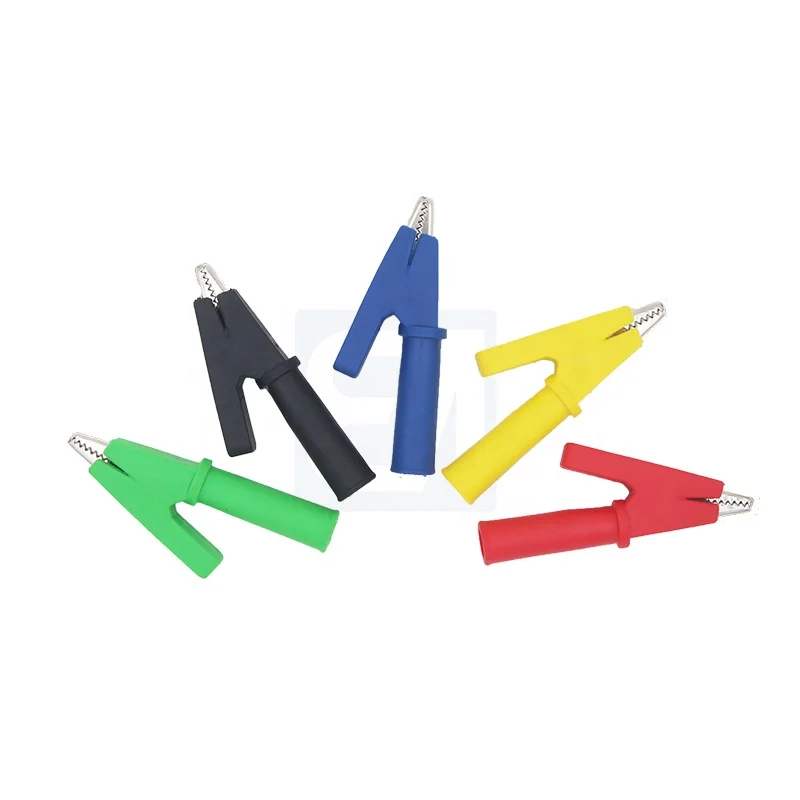 10A 56MM Five Color Plastic Insulated Brass-Coated Test Alligator Clamp